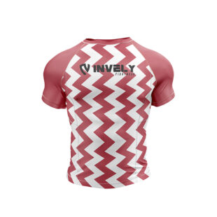 ZIGZAG LINE DESIGN BURGUNDY COLOR SHORT SLEEVES COMPRESSION RASHGUARD UNISEX