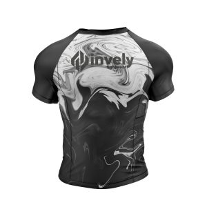 Abstract Black And White Design Pattern Short Sleeves Compression Rashguards